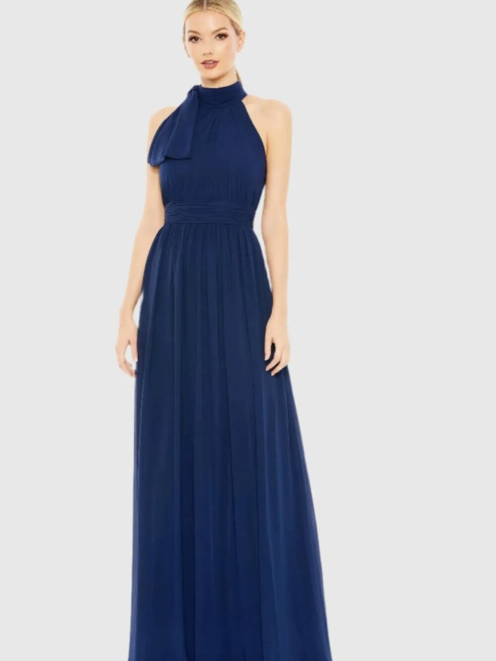 Navy Blue Floor Length Mother of the Bride Gown